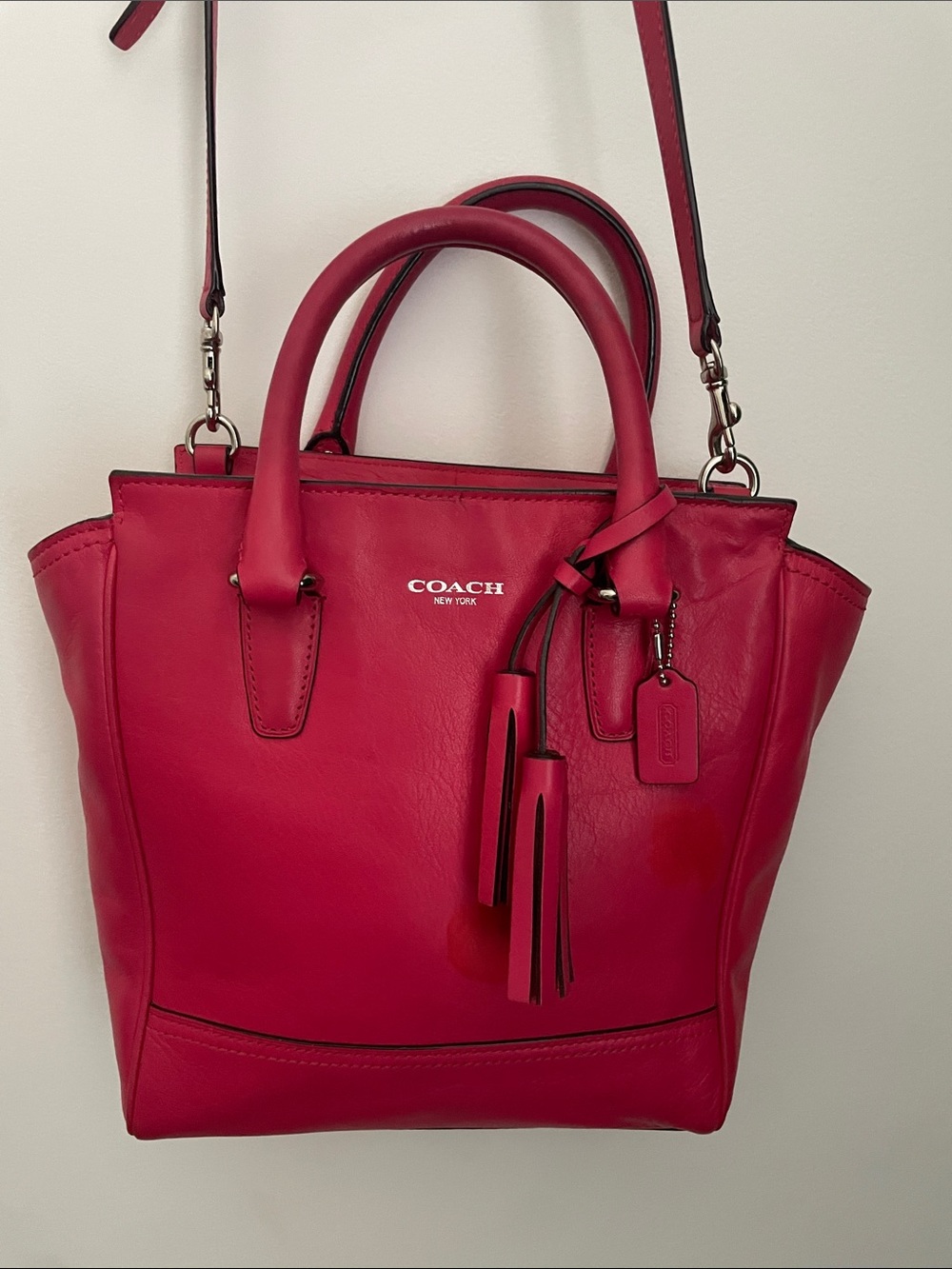 Coach Legacy Mini Tanner Leather Crossbody Bag Satchel Pink Scarlet